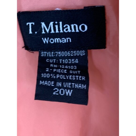 T. Milano 2-Piece Peplum & Pleat Skirt Suit 20W Summer Peach RAA10417 - Picture 3 of 11